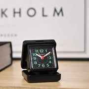 Wm Widdop Quartz Travel Alarm Clock - Black Foldable Case