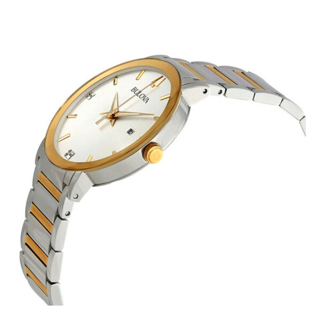 Bulova Mens Two-Tone Diamond Bracelet Watch 98D151