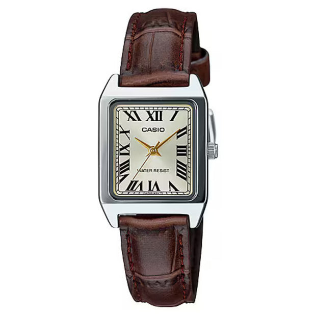 Casio Womens LTP-V007L-9B Brown Leather Strap 31mm Watch Roman Numeral Dial