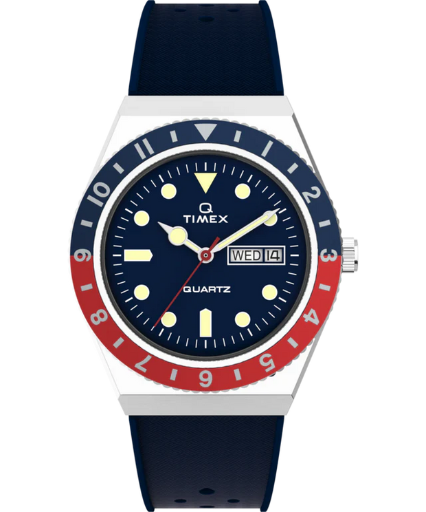 Timex Q Timex 38mm Blue Rubber Strap Watch TW2V32100