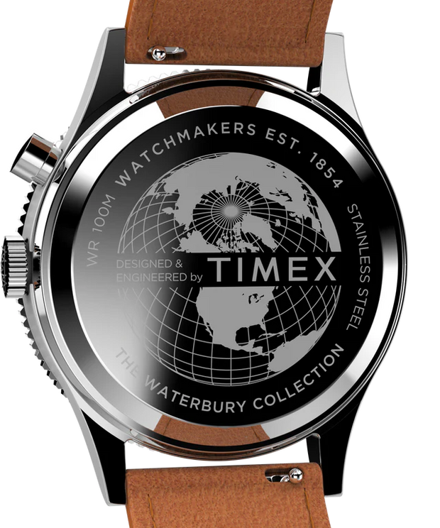 Timex Waterbury Traditional GMT 39mm Brown Leather Strap Watch TW2V74000