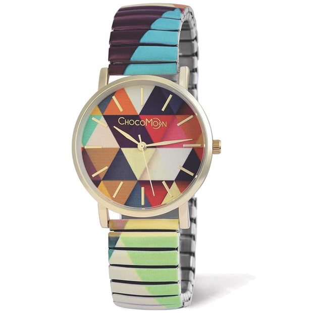 Chocomoon Geometric Ladies Multi-Coloured Expandable Strap Watch CC-2017-01