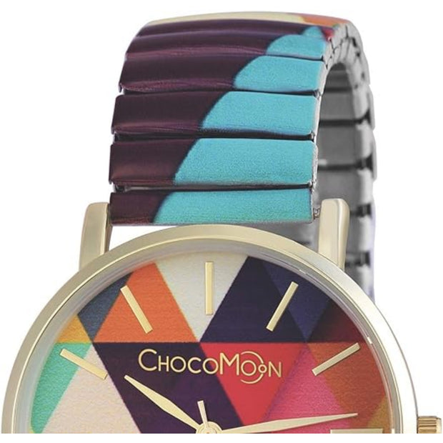 Chocomoon Geometric Ladies Multi-Coloured Expandable Strap Watch CC-2017-01