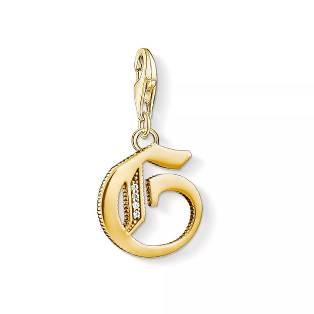 Thomas Sabo Charm Letter Pendant 18k Yellow Gold Plating Zirconia White Stones