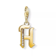 Thomas Sabo Charm Letter Pendant 18k Yellow Gold Plating Zirconia White Stones