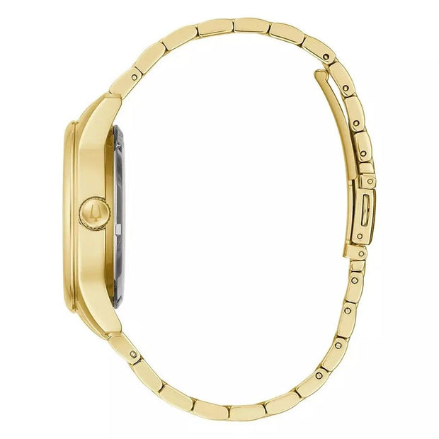 Bulova Mens Gold Tone Automatic Open Heart Stainless Steel Watch 97A168