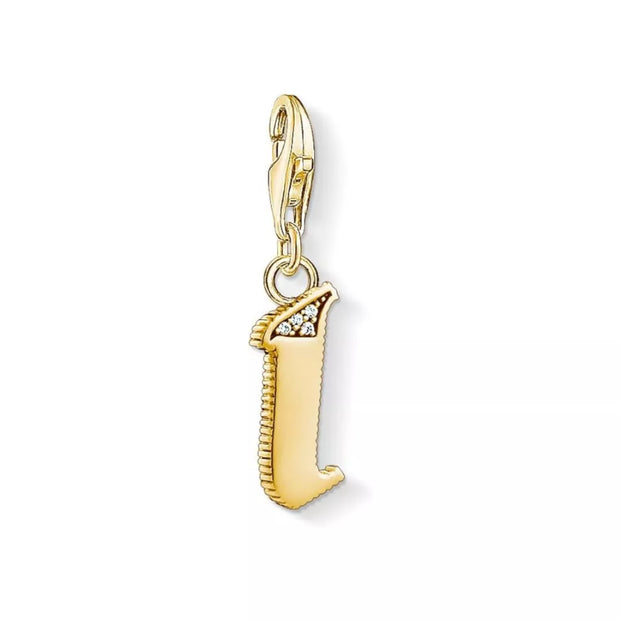 Thomas Sabo Charm Letter Pendant 18k Yellow Gold Plating Zirconia White Stones