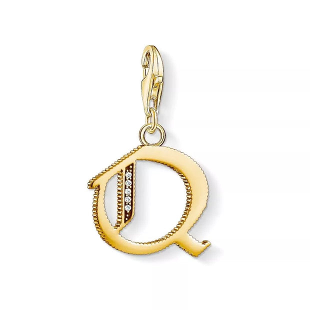 Thomas Sabo Charm Letter Pendant 18k Yellow Gold Plating Zirconia White Stones