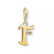 Thomas Sabo Charm Letter Pendant 18k Yellow Gold Plating Zirconia White Stones