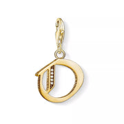 Thomas Sabo Charm Letter Pendant 18k Yellow Gold Plating Zirconia White Stones