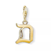 Thomas Sabo Charm Letter Pendant 18k Yellow Gold Plating Zirconia White Stones