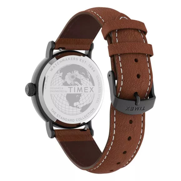 Timex Indiglo Standard Mens Brown Leather Strap Watch TW2U58600